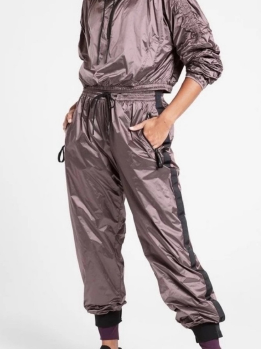Athleta | Allyson Felix Legend Luxe Track Pants Women’s size L in Mauve Metallic